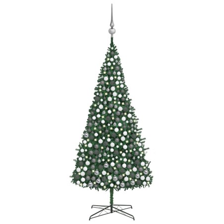 vidaXL Árbol de Navidad artificial con LED y bolas verde 400 cm