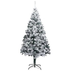 vidaXL Árbol de Navidad preiluminado con luces y bolas verde 210 cm