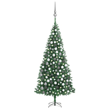 vidaXL Árbol de Navidad artificial con luces LEDs y bolas verde 300 cm