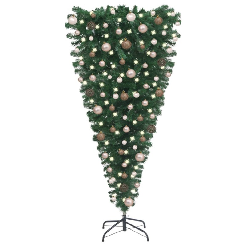 vidaXL Árbol de Navidad artificial invertido con luces y bolas 210 cm vidaXL Árbol de Navidad artificial invertido con luces y bolas 210 cm
