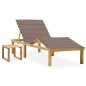 vidaXL Tumbona de jardín con mesa y cojín de madera de pino impregnada vidaXL Tumbona de jardín con mesa y cojín de madera de pino impregnada