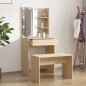 vidaXL Juego de tocador con LED madera contrachapada roble Sonoma vidaXL Juego de tocador con LED madera contrachapada roble Sonoma