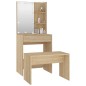 vidaXL Juego de tocador con LED madera contrachapada roble Sonoma vidaXL Juego de tocador con LED madera contrachapada roble Sonoma
