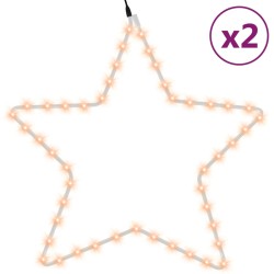 vidaXL Figuras estrellas Navidad con 48 LED 2 uds blanco cálido 56cm