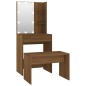 vidaXL Juego de tocador con LED madera contrachapada roble marrón vidaXL Juego de tocador con LED madera contrachapada roble marrón