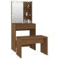 vidaXL Juego de tocador con LED madera contrachapada roble marrón vidaXL Juego de tocador con LED madera contrachapada roble marrón