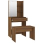 vidaXL Juego de tocador con LED madera contrachapada roble marrón vidaXL Juego de tocador con LED madera contrachapada roble marrón