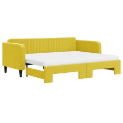 vidaXL Sofá cama nido con colchón terciopelo amarillo 90x200 cm