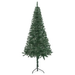 vidaXL Árbol de Navidad artificial de esquina LED y bolas verde 120 cm