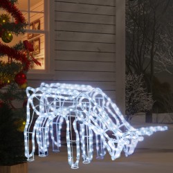vidaXL Figuras de reno de Navidad 2 uds blanco frío 73x31x45 cm