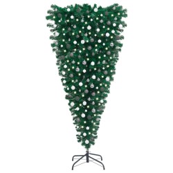 vidaXL Árbol de Navidad artificial invertido con luces y bolas 240 cm