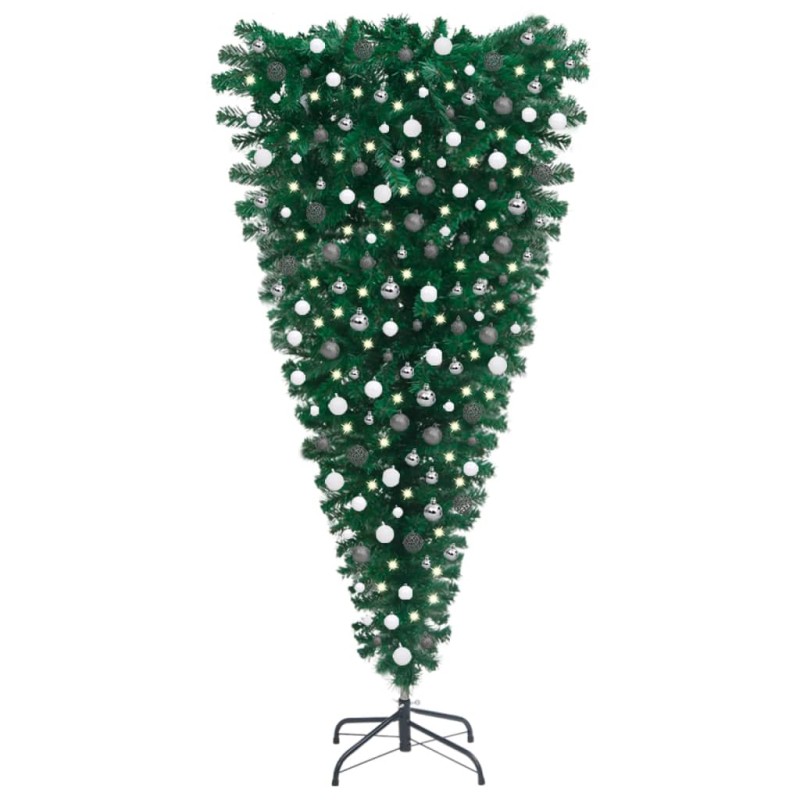 vidaXL Árbol de Navidad artificial invertido con luces y bolas 240 cm vidaXL Árbol de Navidad artificial invertido con luces y bolas 240 cm
