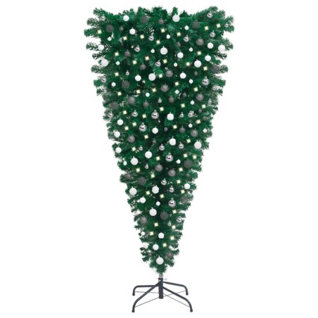 vidaXL Árbol de Navidad artificial invertido con luces y bolas 240 cm