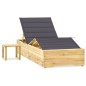 vidaXL Tumbona de jardín con mesa y cojín de madera de pino impregnada vidaXL Tumbona de jardín con mesa y cojín de madera de pino impregnada