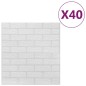 vidaXL Papel pintado autoadhesivo ladrillos 3D 40 unidades blanco vidaXL Papel pintado autoadhesivo ladrillos 3D 40 unidades blanco