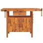 vidaXL Banco trabajo cajón y tornillos banco madera acacia 124x52x83cm