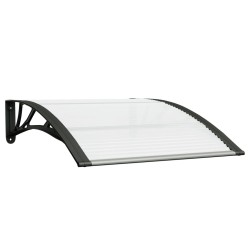 vidaXL Marquesina puerta policarbonato negro y transparente 100x80 cm