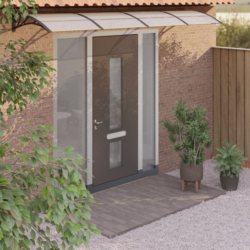 vidaXL Marquesina puerta policarbonato negro y transparente 400x80 cm vidaXL Marquesina puerta policarbonato negro y transparente 400x80 cm
