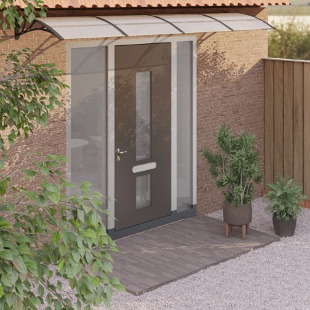 vidaXL Marquesina puerta policarbonato negro y transparente 400x80 cm