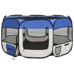 vidaXL Parque de perros plegable y bolsa transporte azul 125x125x61cm