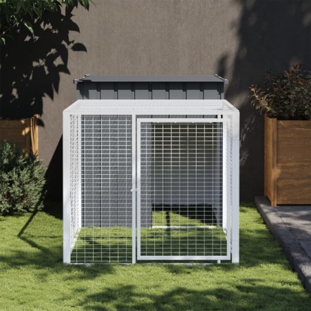 vidaXL Gallinero con corral acero galvanizado gris 110x201x110 cm