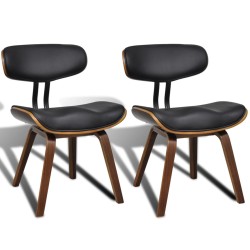 vidaXL Sillas de comedor 2 unidades madera curvada y cuero sintético