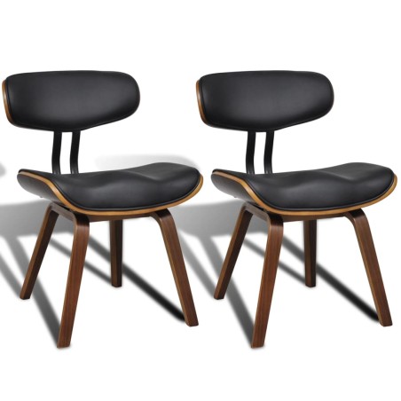 vidaXL Sillas de comedor 2 unidades madera curvada y cuero sintético