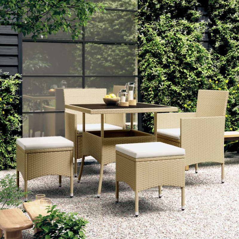 vidaXL Juego de comedor para jardín de 5 piezas ratán sintético beige vidaXL Juego de comedor para jardín de 5 piezas ratán sintético beige