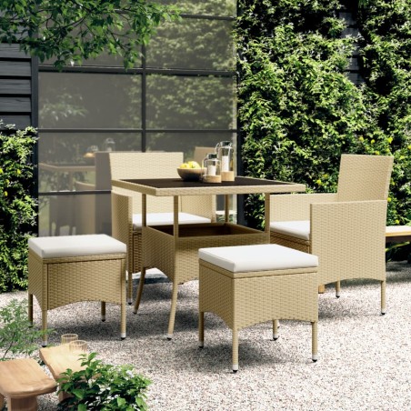 vidaXL Juego de comedor para jardín de 5 piezas ratán sintético beige