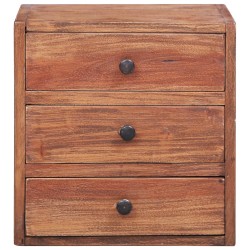 vidaXL Mesita de noche 3 cajones madera maciza reciclada 35x25x35 cm
