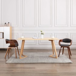 vidaXL Sillas de comedor 2 unidades madera curvada y tela gris