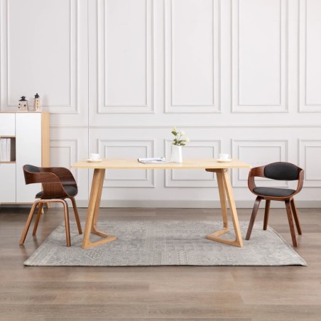 vidaXL Sillas de comedor 2 unidades madera curvada y tela gris
