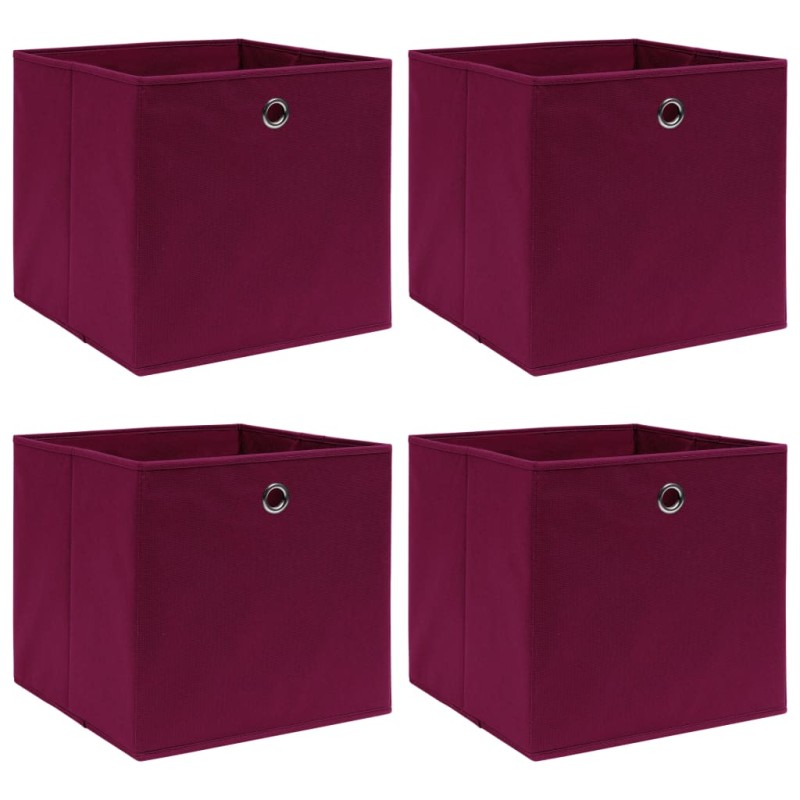 vidaXL Cajas de almacenaje 4 uds tela rojo oscuro 32x32x32 cm vidaXL Cajas de almacenaje 4 uds tela rojo oscuro 32x32x32 cm