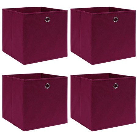 vidaXL Cajas de almacenaje 4 uds tela rojo oscuro 32x32x32 cm