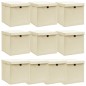 vidaXL Cajas de almacenaje con tapas 10 uds tela crema 32x32x32 cm vidaXL Cajas de almacenaje con tapas 10 uds tela crema 32x32x32 cm