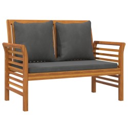 vidaXL Banco jardín con cojines gris oscuro de madera maciza de acacia 