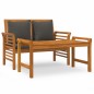 vidaXL Muebles jardín 2 pzas con cojines gris oscuro de madera maciza vidaXL Muebles jardín 2 pzas con cojines gris oscuro de madera maciza