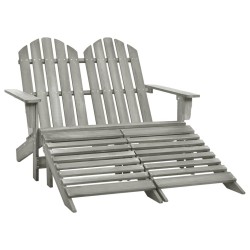 vidaXL Otomana Adirondack de jardín 2 plazas madera de abeto gris