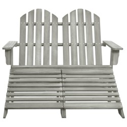 vidaXL Otomana Adirondack de jardín 2 plazas madera de abeto gris