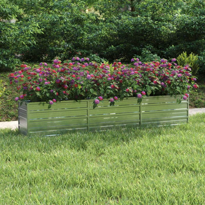 vidaXL Arriate de acero galvanizado plateado 240x40x45 cm