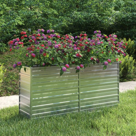 vidaXL Arriate de acero galvanizado plateado 160x40x77 cm