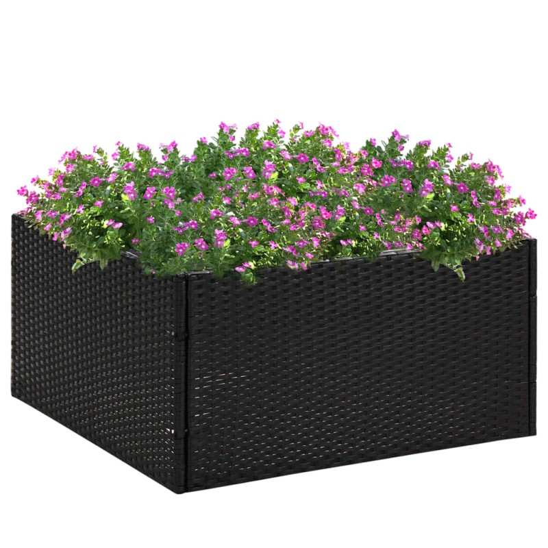 vidaXL Jardinera ratán sintético negra 80x80x40 cm vidaXL Jardinera ratán sintético negra 80x80x40 cm