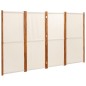 vidaXL Biombo divisor de 4 paneles blanco crema 280x180 cm vidaXL Biombo divisor de 4 paneles blanco crema 280x180 cm