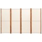 vidaXL Biombo divisor de 4 paneles blanco crema 280x180 cm vidaXL Biombo divisor de 4 paneles blanco crema 280x180 cm