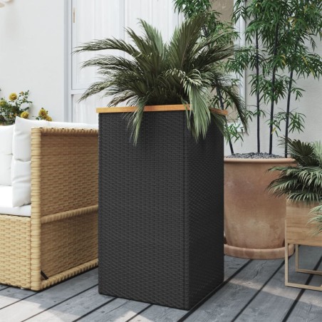 vidaXL Jardinera de ratán sintético negro 40x40x80 cm