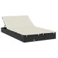 vidaXL Tumbona 2 personas toldo redondo ratán PE negro 211x112x140 cm vidaXL Tumbona 2 personas toldo redondo ratán PE negro 211x112x140 cm