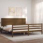 vidaXL Estructura cama y cabecero madera maciza marrón miel 200x200 cm