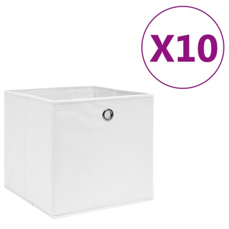 vidaXL Cajas de almacenaje 10 uds tela no tejida blanco 28x28x28 cm
