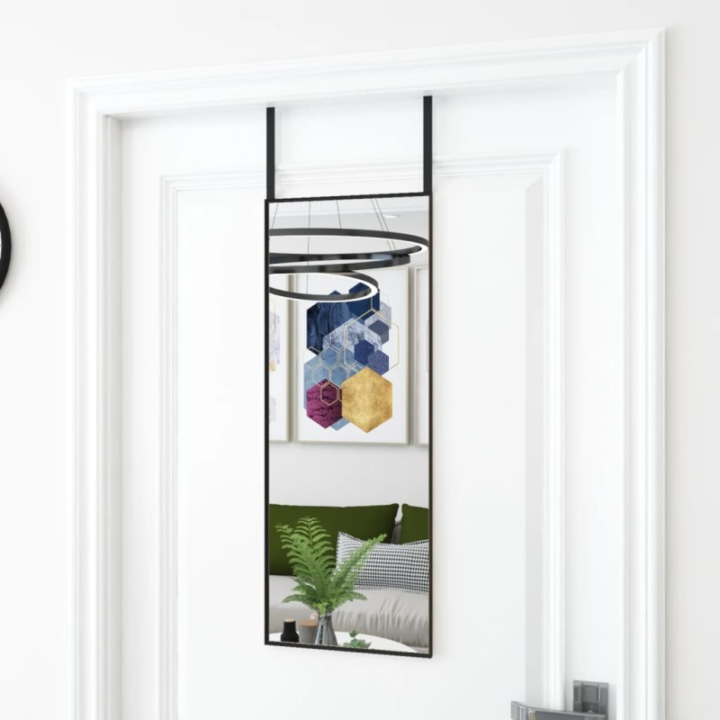 vidaXL Espejo de puerta cristal y aluminio negro 30x80 cm vidaXL Espejo de puerta cristal y aluminio negro 30x80 cm