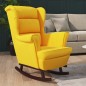 vidaXL Silla mecedora patas de madera de caucho terciopelo amarillo vidaXL Silla mecedora patas de madera de caucho terciopelo amarillo